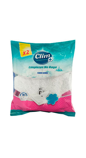 Estropajos fibra blanca para baños Clim Antibacterial. Pack 2 uds